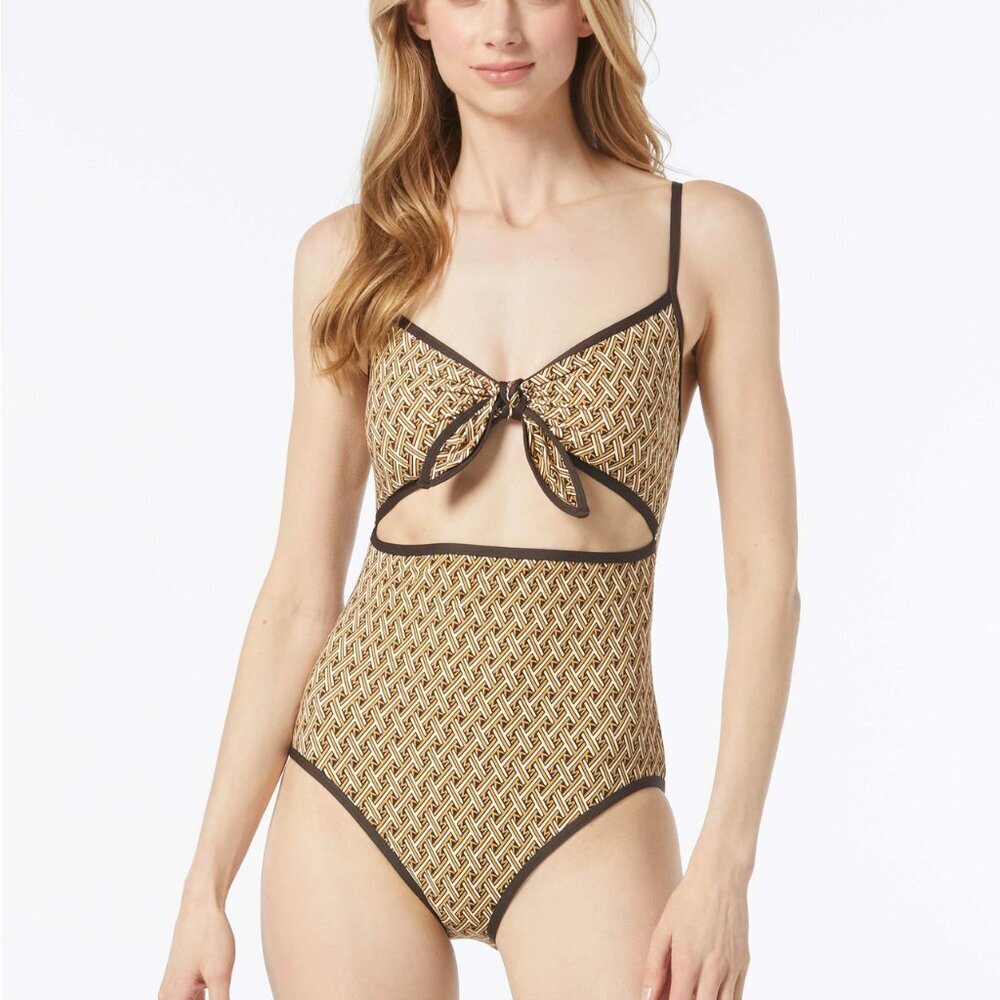 MICHAEL Michael Kors Cut Out One Piece Swimsuit - Lattice Logo